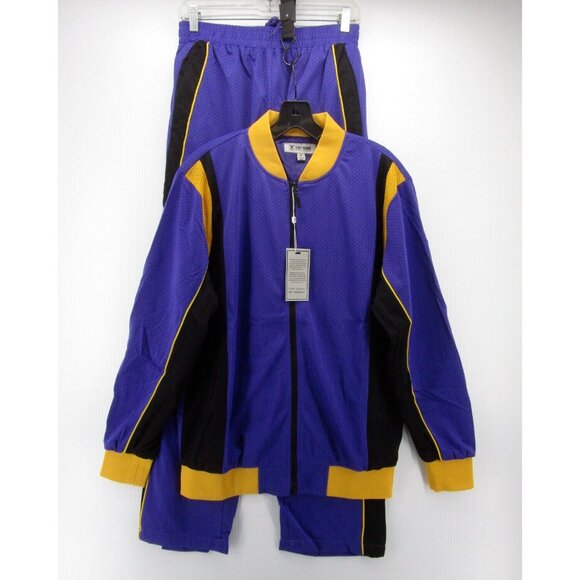 Stacy Adams Tracksuit Medium Purple Warm Up 2 Piece Jacket Pants NEW